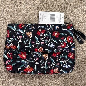 Vera Bradley Black Floral Quilted Cosmetic Pouch - Small Travel Makeup Bag